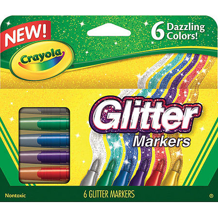 Glitter Markers 6-Color Set